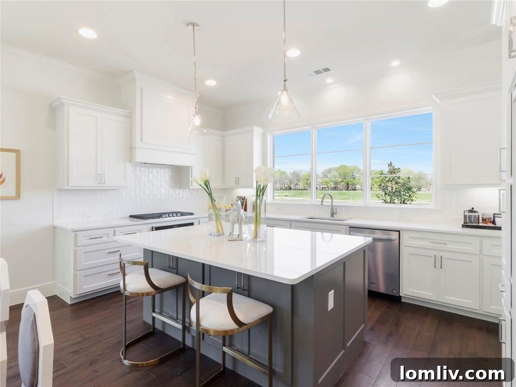 Elegant master bathroom with twin sinks and quartz countertops