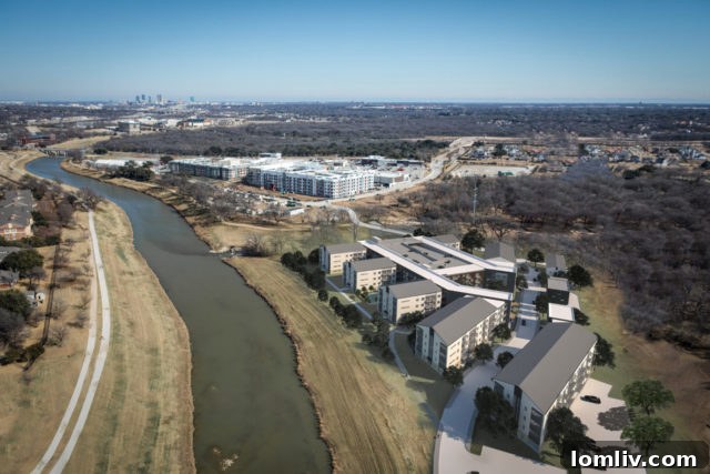 Perspective showing the Waterside development and proximity to river