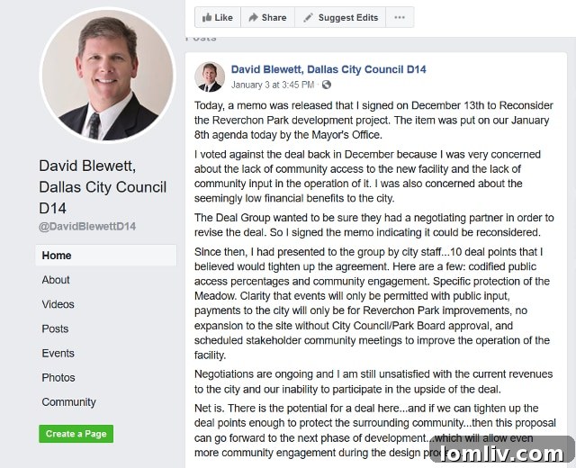 Council Member Blewett's Public Statement on Reverchon Park Deal