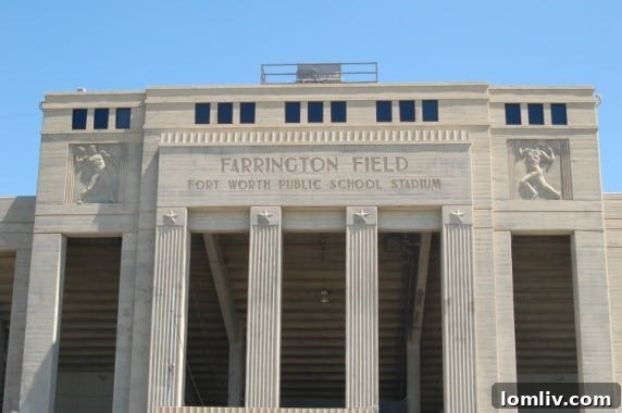 The iconic Farrington Field stadium entrance