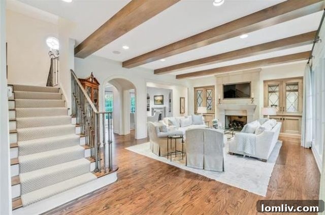 Spacious Second Living Area with Broad Beams