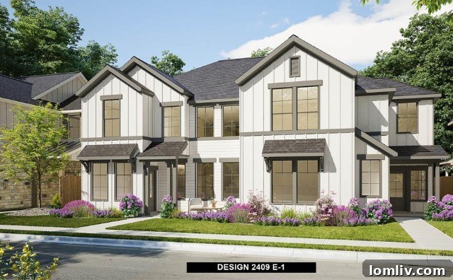 Spacious two-story townhome interior at Walsh, featuring modern decor and ample natural light