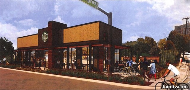 Starbucks Oak Lawn landscaping rendering comparison