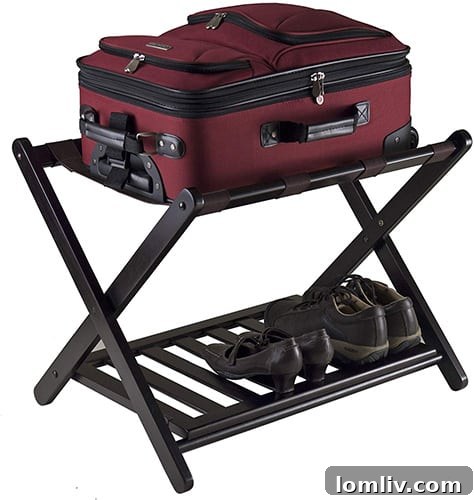 Winsome 92436 Luggage Rack with Shelf - Ideal Guest Room Storage