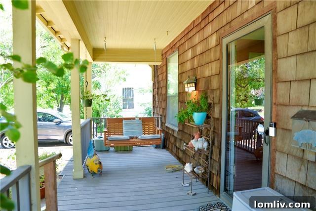 Close-up view of the welcoming front porch of the Fairmount bungalow