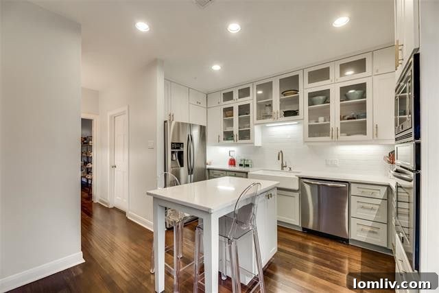 Sophisticated kitchen with high-end appliances in a Dallas luxury condo