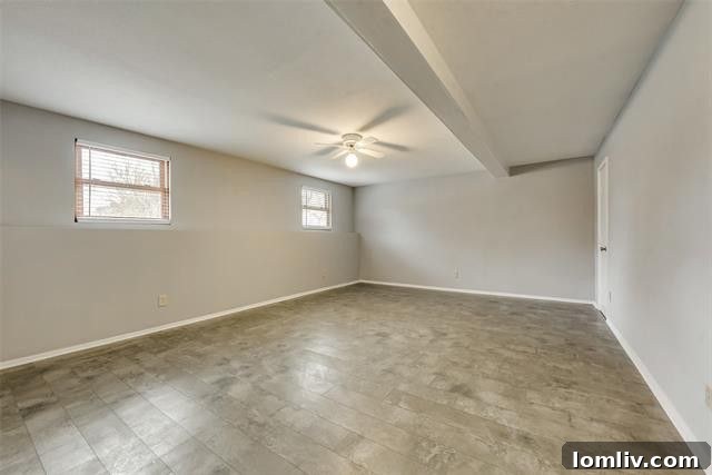Basement apartment living area with its own entrance