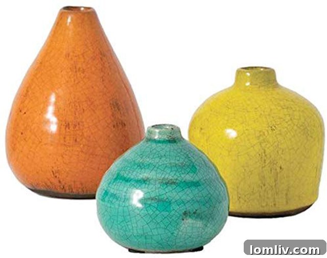Sullivans Small Ceramic Vase Set, Various Sizes, Set of 3