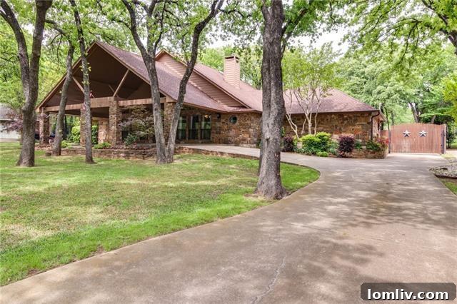 Exterior of a Southlake home with striking dark wood elements