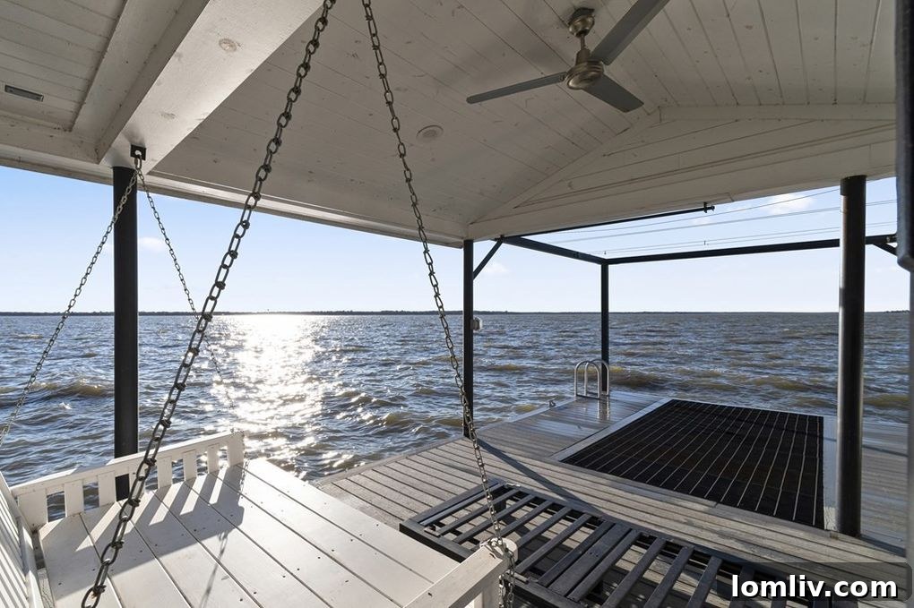 Patio area with outdoor seating at the Cedar Creek Lake home