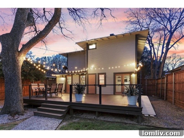 Lush green garden surrounding the historic home