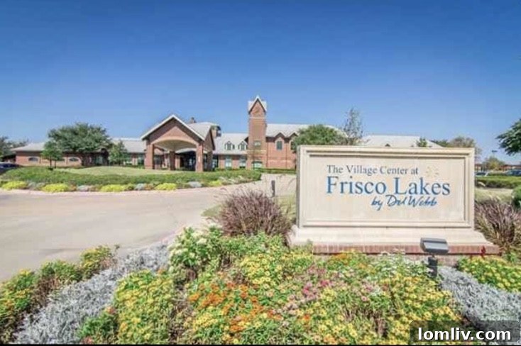 The impressive entrance and main building of The Village Center at Frisco Lakes