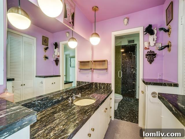 View inside the vibrant pink refrigerator