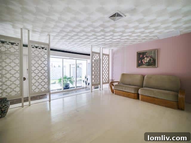 Interior view showcasing a Midcentury Modern living space