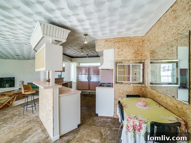 Close-up of the vintage pink kitchen appliances and countertops