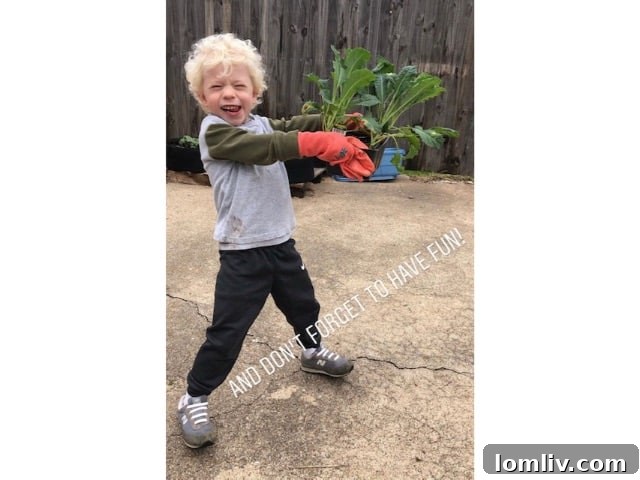 Backyard Builds for Endless Kid Fun 12 A child happily tending to plants in a backyard garden
