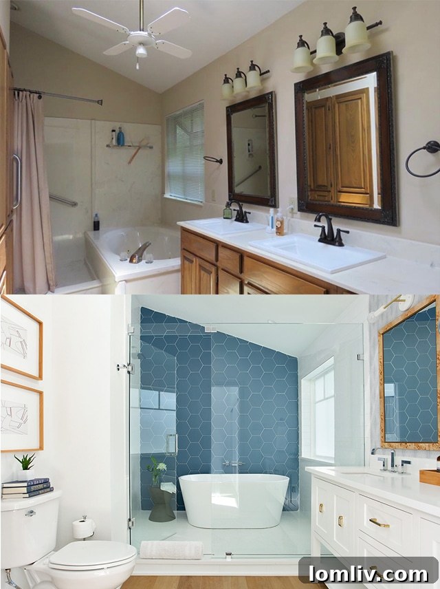 Blue tile is a focal point of the master bath.