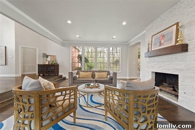 Updated Second Living Area with Brightened Fireplace and Beams