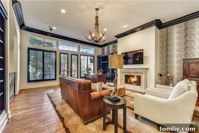 Stunning exterior of a modern Oak Lawn townhome with pristine landscaping