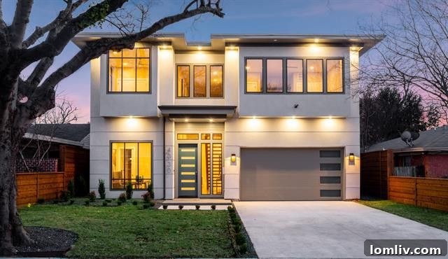 Exquisite modern transitional home facade at 4330 Bonham Street, Northcrest Dallas