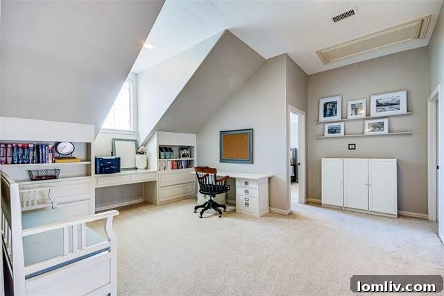 Upper-level media room perfect for electronics organization and private entertainment