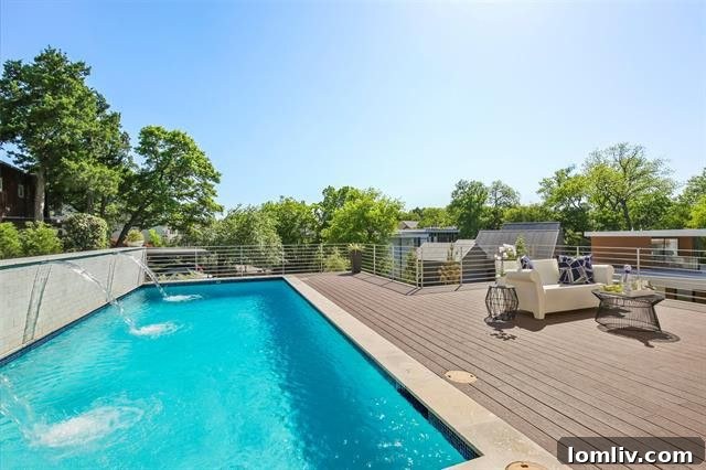 Inviting Backyard with Swimming Pool and Lush Landscaping