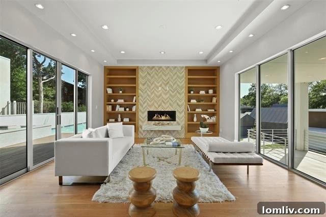 Spacious Living Area Overlooking the Pool and Lush Backyard