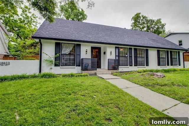 Inviting exterior of a remodeled Lake Highlands home, showcasing modern updates and a fresh, attractive look