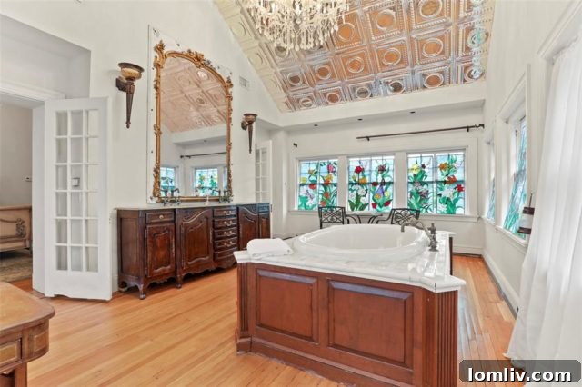 Detail of Stained Glass in Master Bath