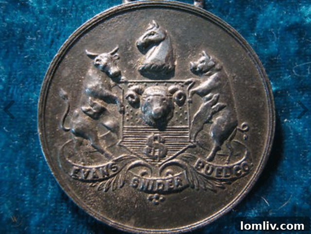 Evans Snider Buel Co Livestock Commission Agent Fob Medallion circa 1900