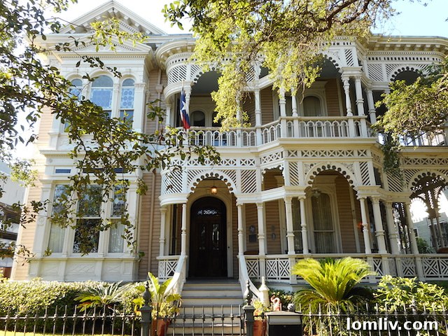 The grand 1826 Sealy-Sonnenthiel House, a pristine example of Galveston's historic Victorian architecture, featured during the virtual home tour, showcasing its exquisite detailing and historical significance.