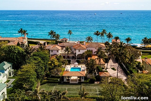 John Lennon's iconic Palm Beach oceanfront estate, El Solano, a Spanish-style mansion with lush gardens.