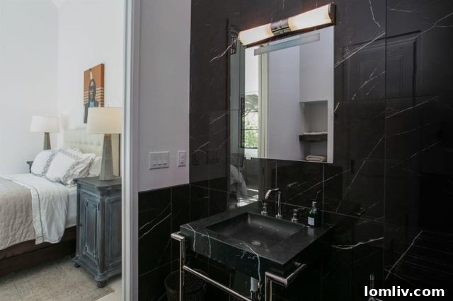 Sophisticated bathroom vanity with ample lighting and storage