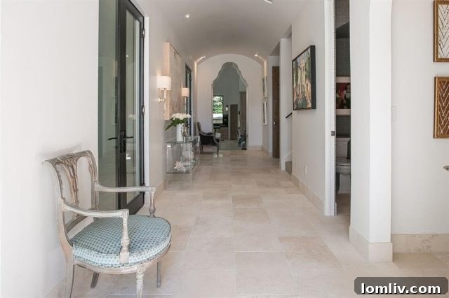 Chic black marble guest bathroom with retro-inspired console sink