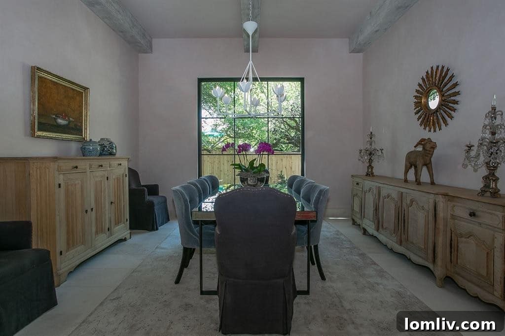 High-end kitchen appliances including double oven gas range and built-in ice maker