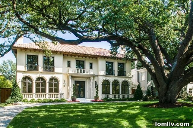 Exterior facade of the luxurious Mediterranean mansion at 3608 Beverly Drive, Dallas