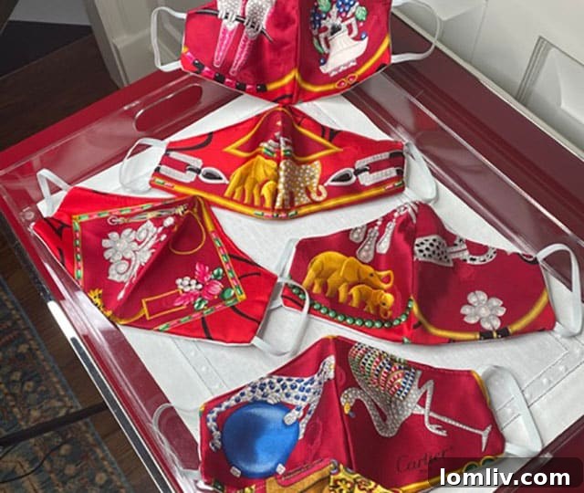 Newly produced luxury face masks displayed for sale online