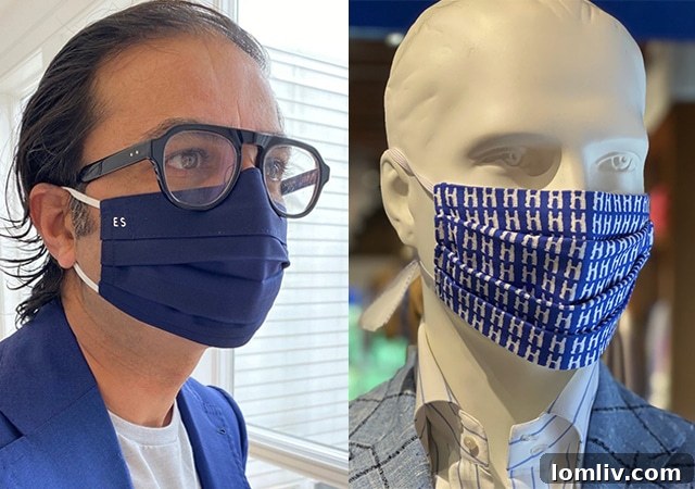 Luxurious Hadleigh's face masks made from fine Italian cotton, featuring bespoke details