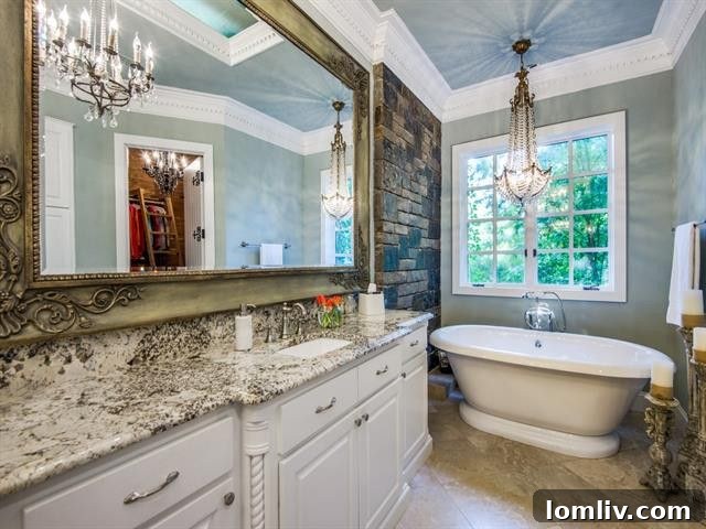 Master bathroom with his-and-hers vanities, cedar walk-in closets, standalone tub and shower, a true spa experience