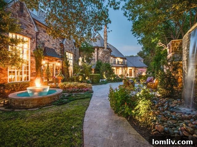 Stunning European-style garden with multiple water features at the estate, perfect for relaxation