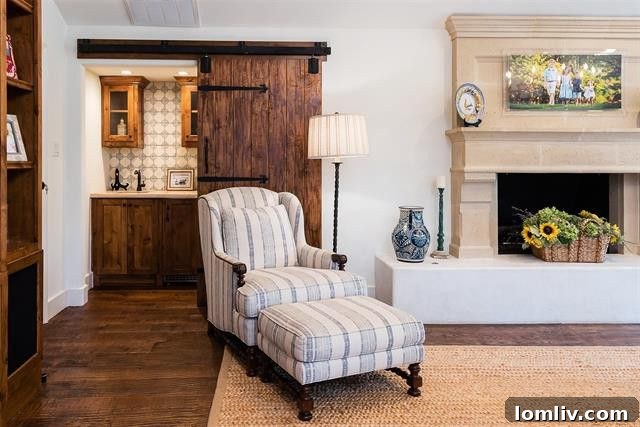 Architectural detail of the estate's exterior with lush landscaping