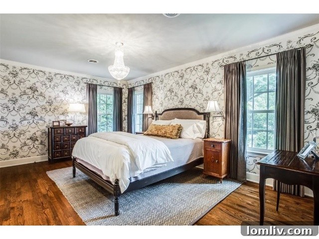 Well-appointed bedroom in the University Park residence, offering comfort and refined style