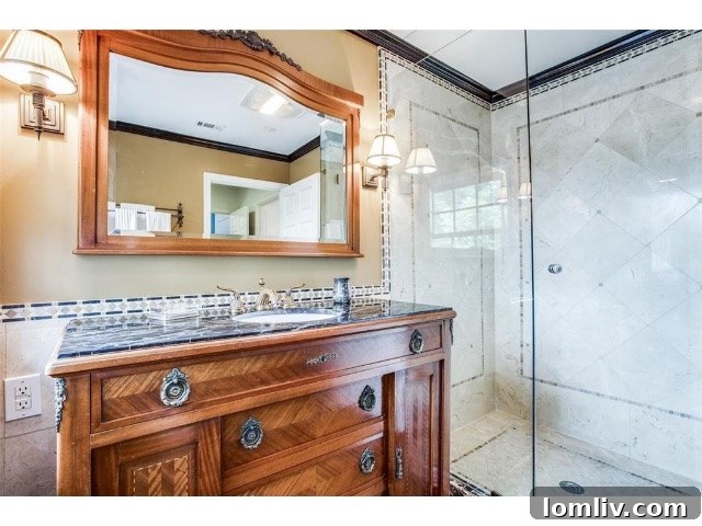 Another perspective of a tastefully decorated bedroom, emphasizing warmth and classic design