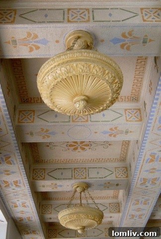 An example of the intricate interior restoration work within the United States Post Office