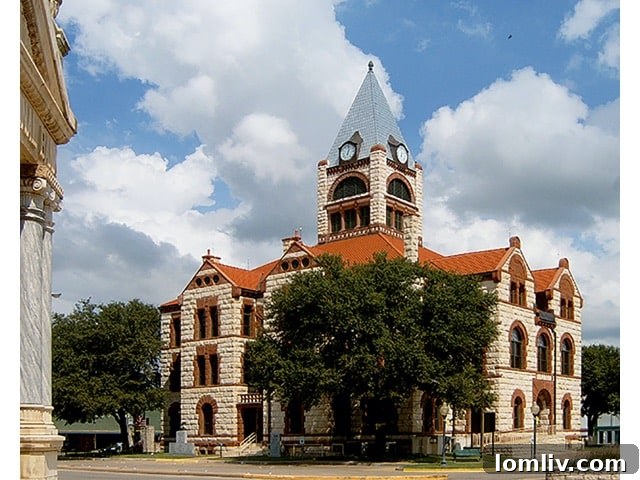 The meticulously restored Erath County Courthouse, showcasing its original grandeur