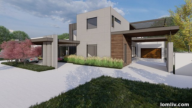 An aerial rendering showcasing the expansive footprint and sophisticated design of Starr Construction's luxury project, featuring 7 bedrooms, 7 full baths, 3 half-baths, and an 8-car garage.