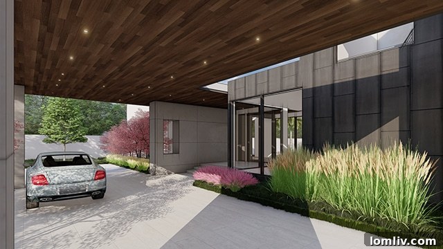 Detail of the contemporary architectural design and premium materials used in a Starr Construction luxury home, highlighting their commitment to cutting-edge aesthetics and quality.