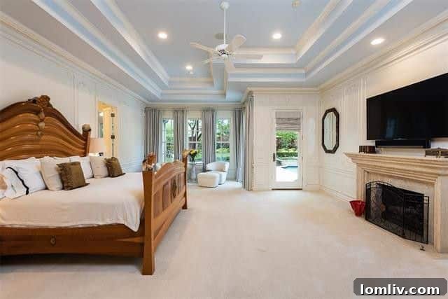 Elegant swimming pool and outdoor living area with well-maintained landscaping