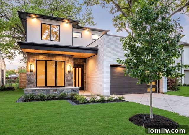 Contemporary Dallas home exterior with sleek lines and large windows