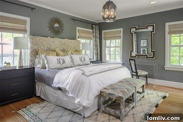 Interior staircase with artistic touches and natural light